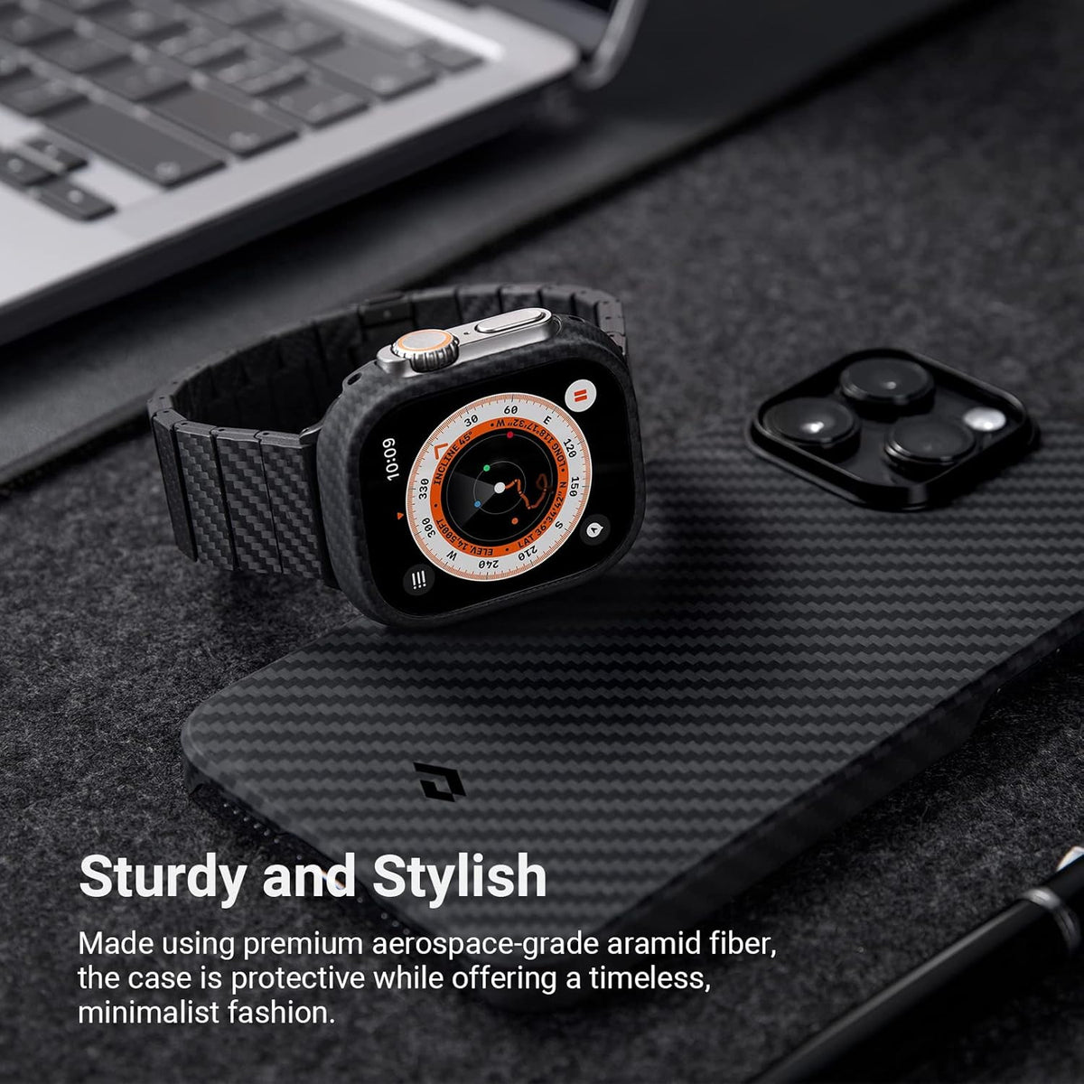Řemínek AeroWeave pro Apple Watch z uhlíkových vláken — aramidový kryt