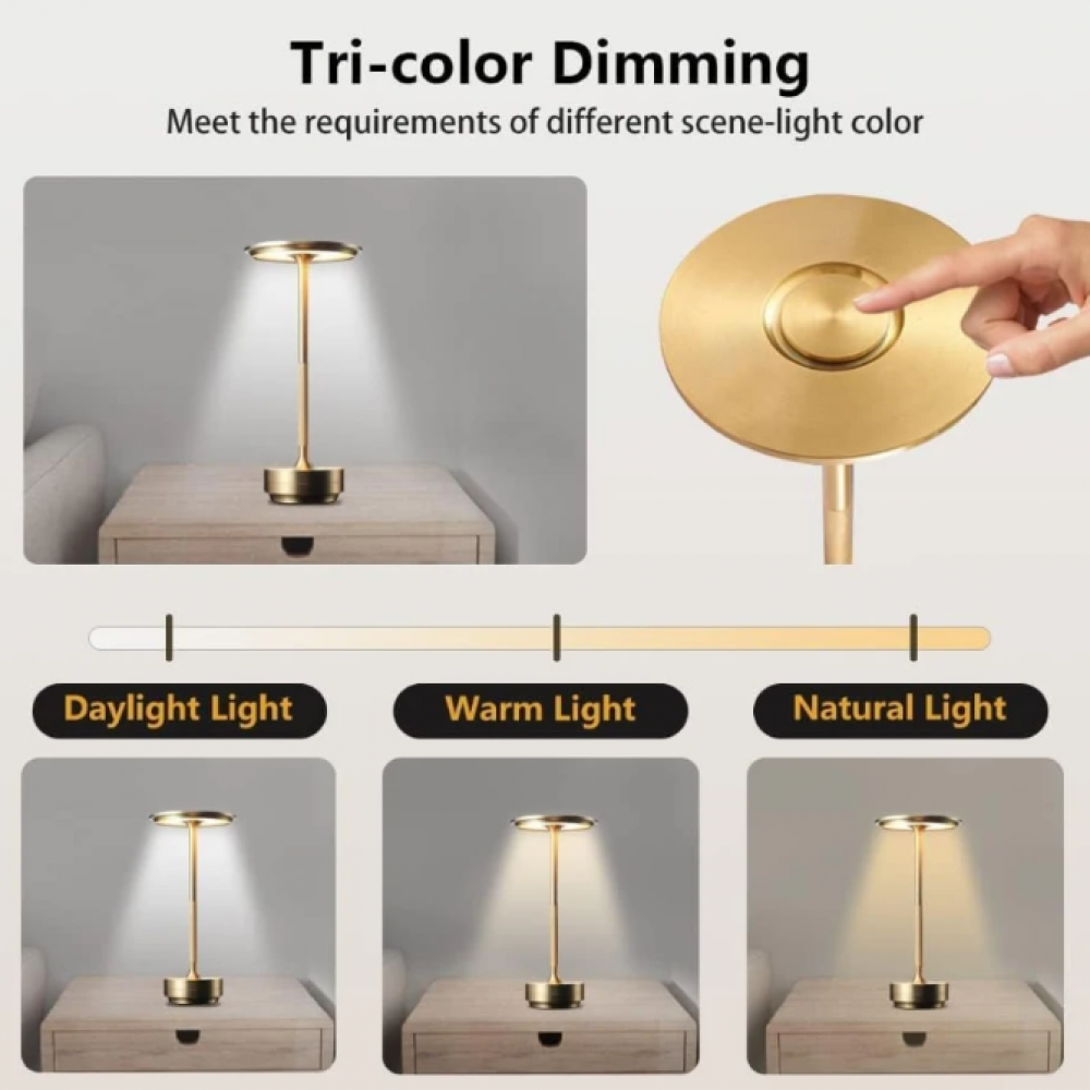 Wireless LED Desk Lamp with Touch Dimmer – Aluminum, IP44 - Lamylie