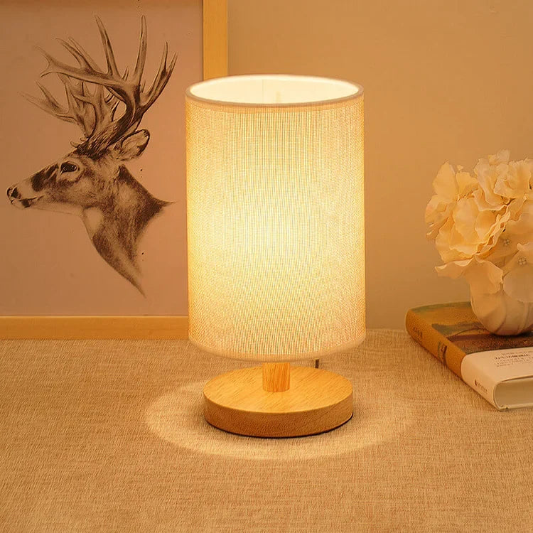 Organic Table Lamp Wood & Linen | Dimmable with Remote Control & Touch | 3 Light Colors - Lamylie