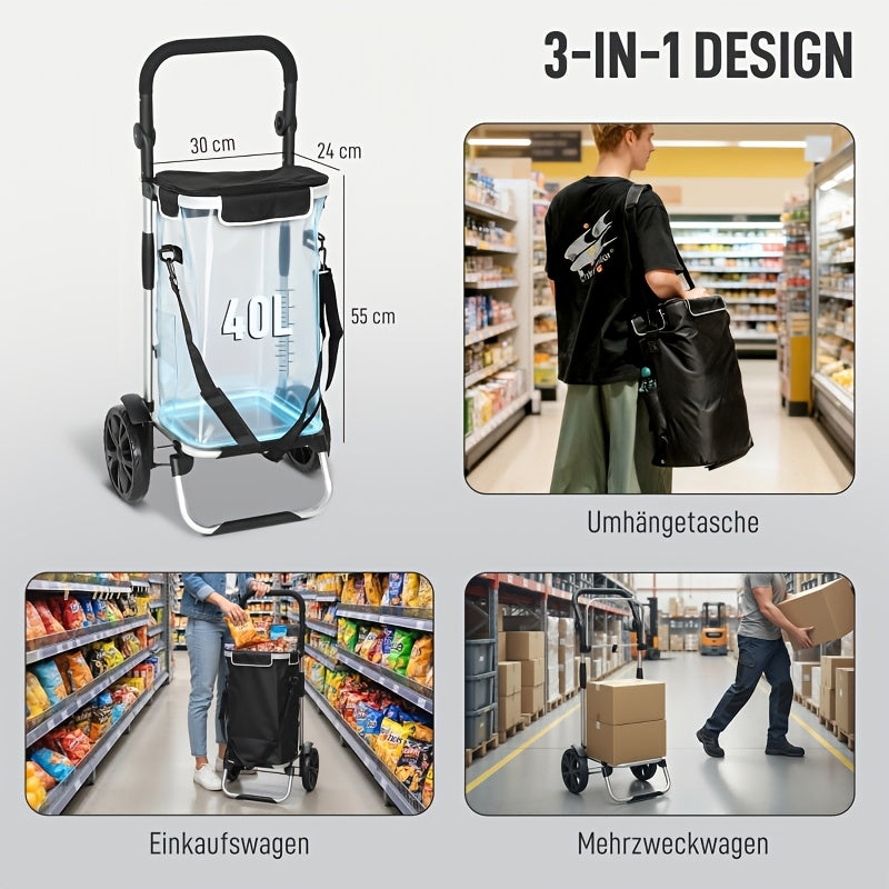 Hopfällbar 3-i-1-shoppingvagn med kylfack - Lamylie