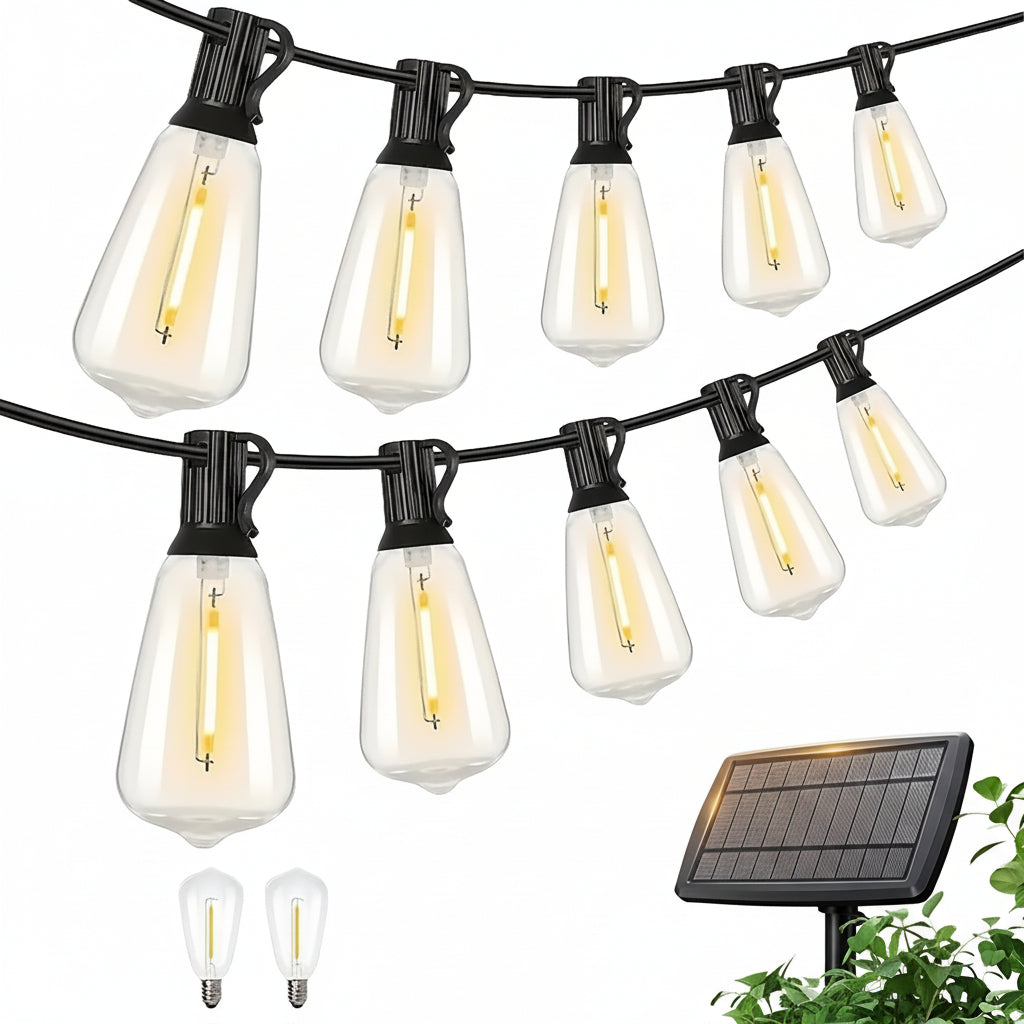 Solara Solarny łańcuch świetlny LED — długość 100-Foot, ściemniane żółte żarówki ST38