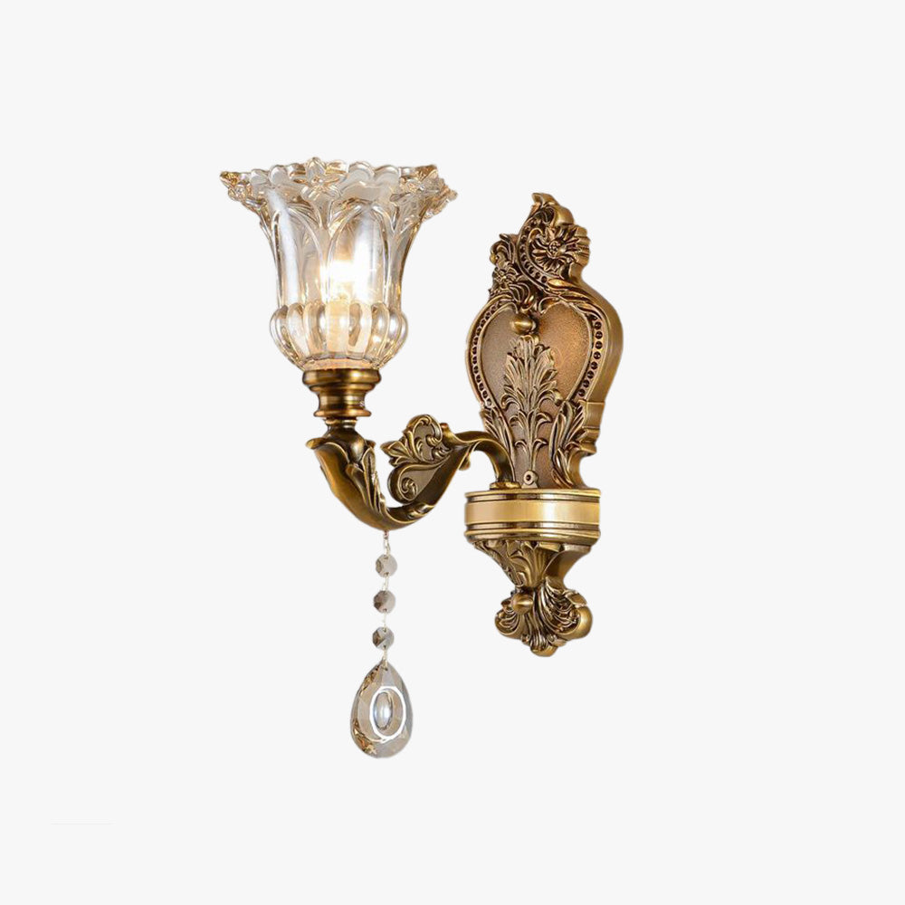 Vintage Gold Glass Double Wall Lamp Classic Warm White Light Indoor Wall Lamp E14 Bedroom Living Room Hall Decorative Lighting Wall Light - Lamylie