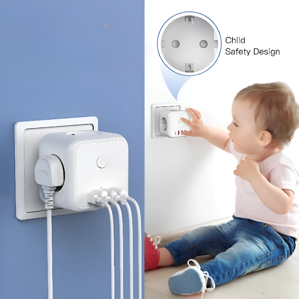 Bloc multiprise | Multiprise | Protection contre les surcharges avec interrupteur marche-arrêt | PowerCube - Lamylie