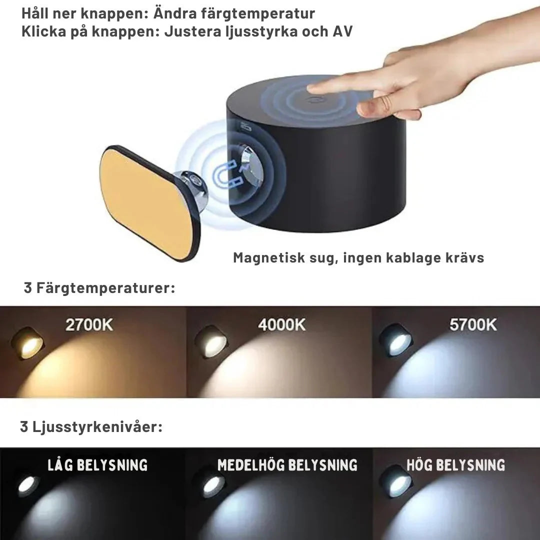 Wiederaufladbare LED-Wandleuchte mit verstellbarem Kopf - Lamylie