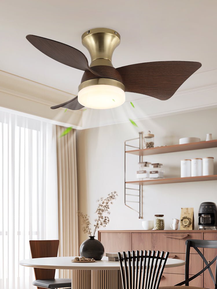 Modern Ceiling Fan with Lighting | Wood Grain | Ø55 cm �� Remote Control | 6 Speeds - Lamylie