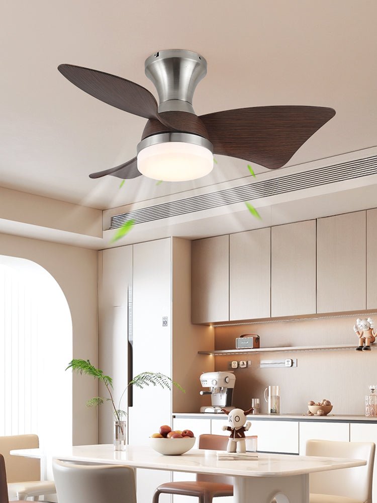 Modern Ceiling Fan with Lighting | Wood Grain | Ø55 cm �� Remote Control | 6 Speeds - Lamylie