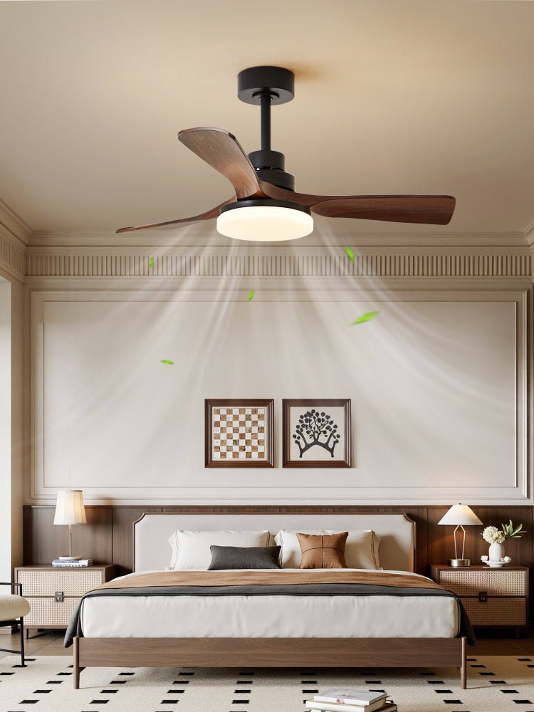 Moderní stropní ventilátor s osvětlením | Tichý ventilátor s LED osvětlením a 3 rychlostmi | Stmívatelný s dálkovým ovládáním – Lamylie