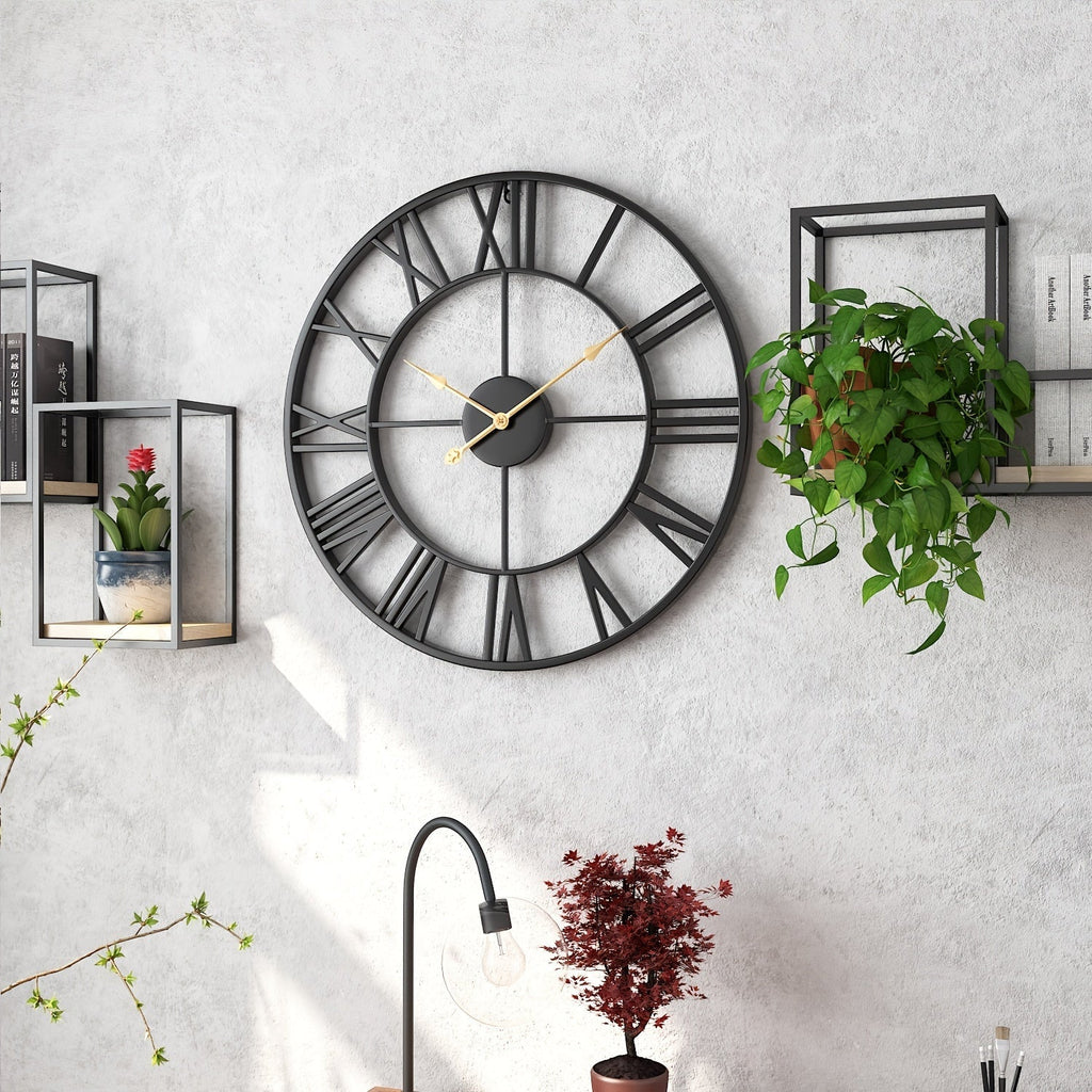 Klasické kulaté nástěnné hodiny Serenetime — kovový rám, průměr 30 cm, tichý chod ručiček