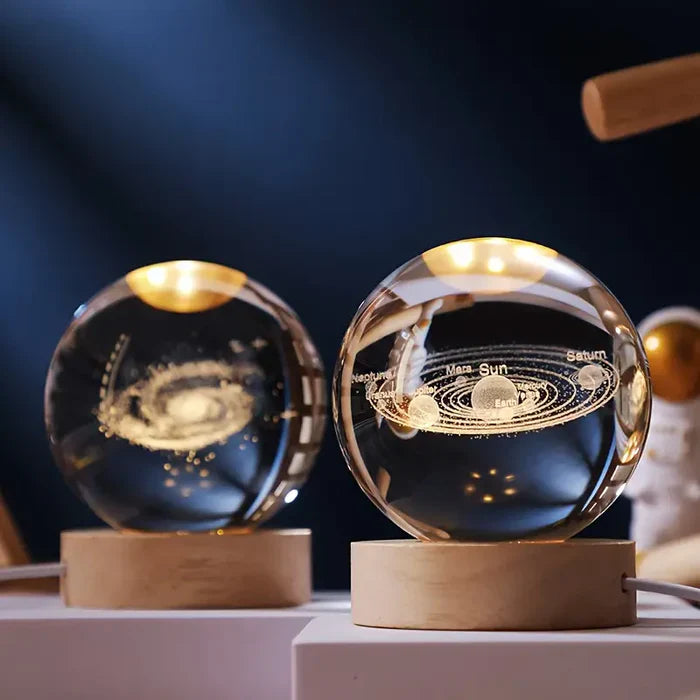 3D Carved Crystal Globe Lamp – Soft LED Night Light - Lamylie