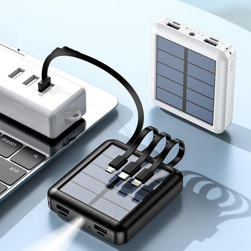 Baterie externă solară portabilă cu lanternă LED și mai multe porturi de încărcare | Ideală pentru activități în aer liber, camping și situații de urgență - Lamylie