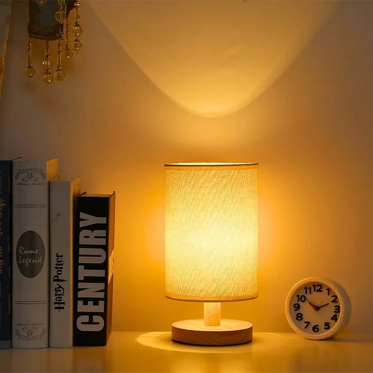 Organic Table Lamp Wood & Linen | Dimmable with Remote Control & Touch | 3 Light Colors - Lamylie