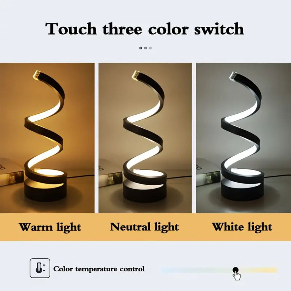 Spiral LED Table Lamp – Touch-Control Dimmable Light - Lamylie