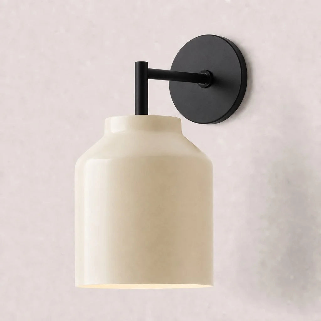 Wall Lamp with Milk Glass Shade and Metal Accents Minimalist Design Ambient Lamp Hall Hallway Bedroom - Lamylie