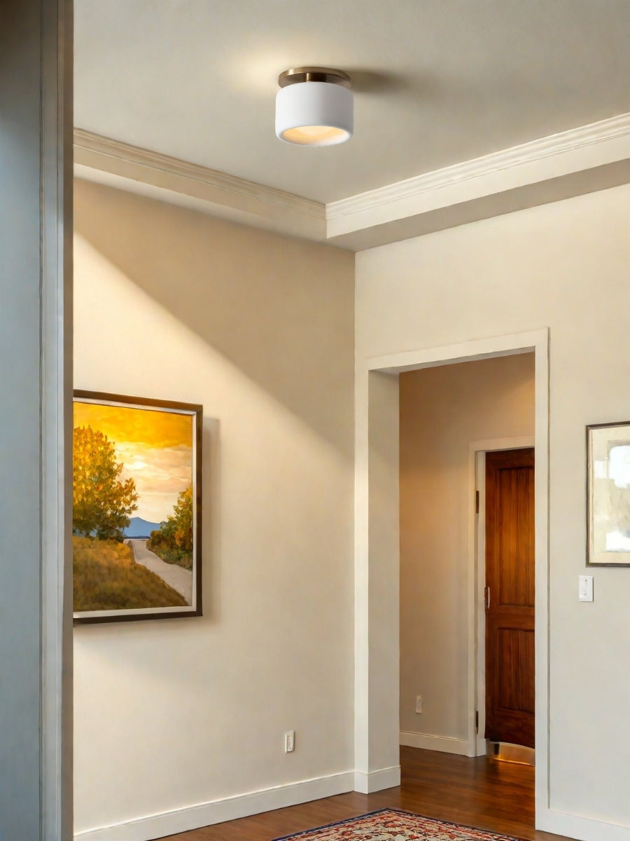 Porcelain Ceiling Lamp with Sleek Mounting | Modern Low Profile Lamp Ceramic Surface Lighting - Lamylie