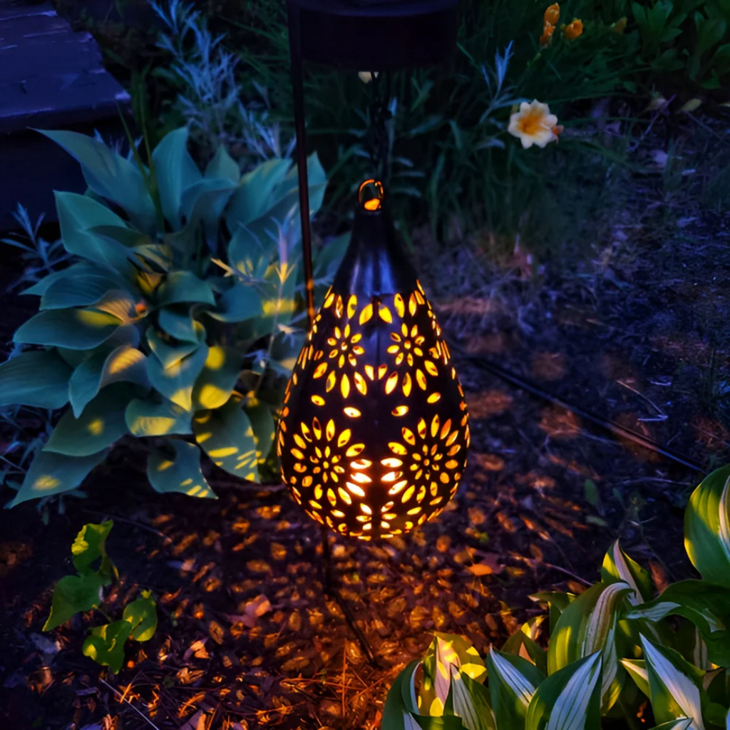 Black Stainless Steel Solar Garden Light with LED - Dusk to Dawn - Lamylie