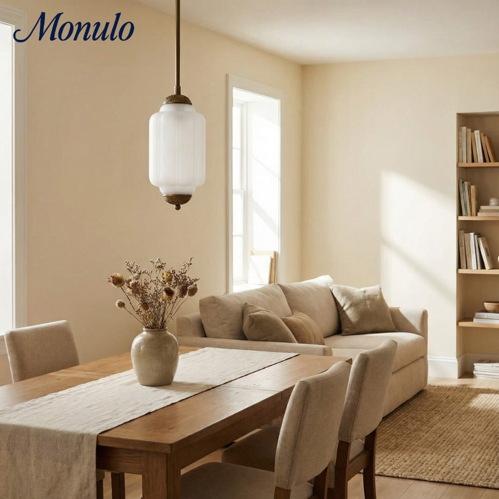 Vintage Milk Glass Pendant Lamp with Wavy Edge | Scandinavian Atmosphere Lighting for Kitchen and Bedroom - Lamylie