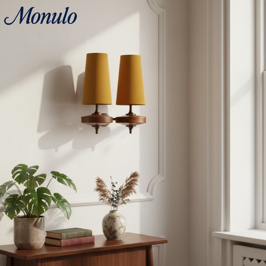 Retro Wall Lamp with Fabric Shade | Vintage Lighting for Bedroom - Lamylie