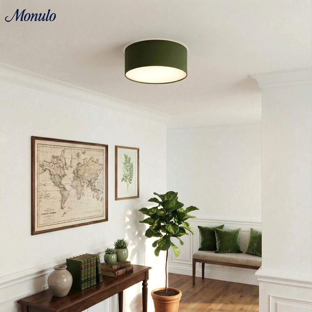 Ceiling Lamp with Linen Shade | Drum Shape Ø30/45cm | Modern Scandinavian Design | Elegant Lighting for Living Room Bedroom Dining Room - Lamylie