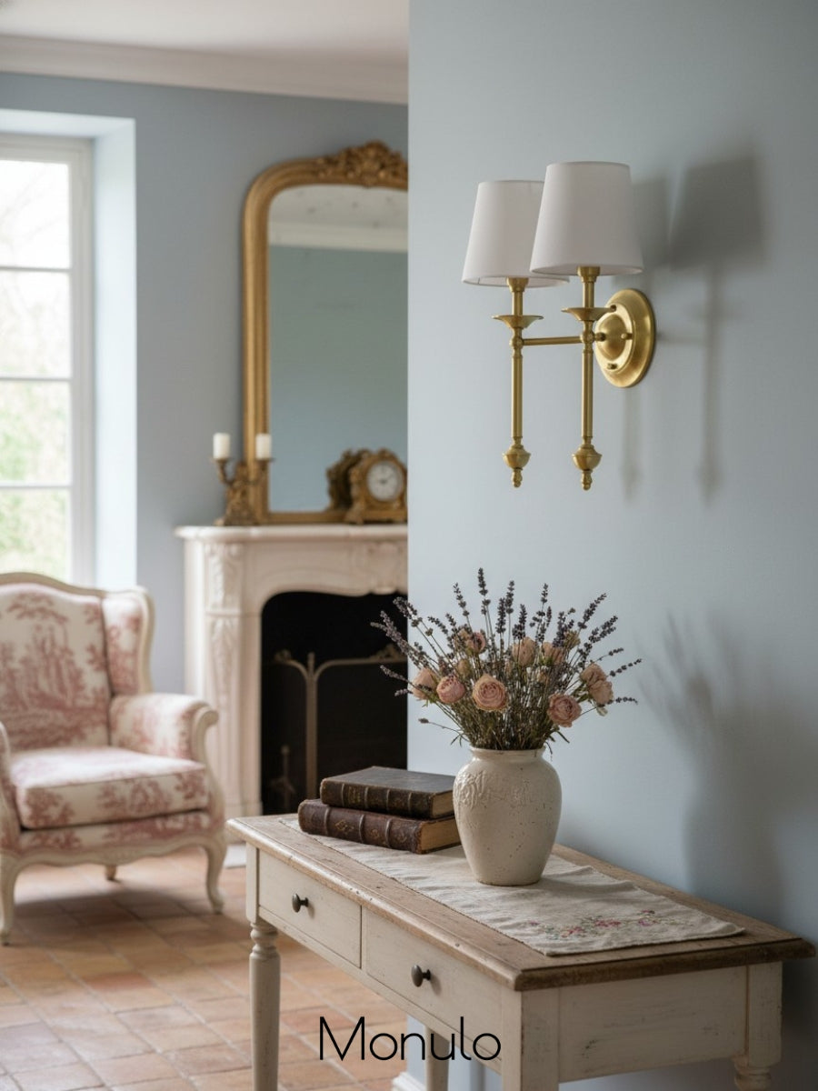 Stoffwandleuchte mit Vintage-Kupfer-Finish | Atmosphärische Beleuchtung für Flur, Schlafzimmer und Wohnzimmer - Lamylie
