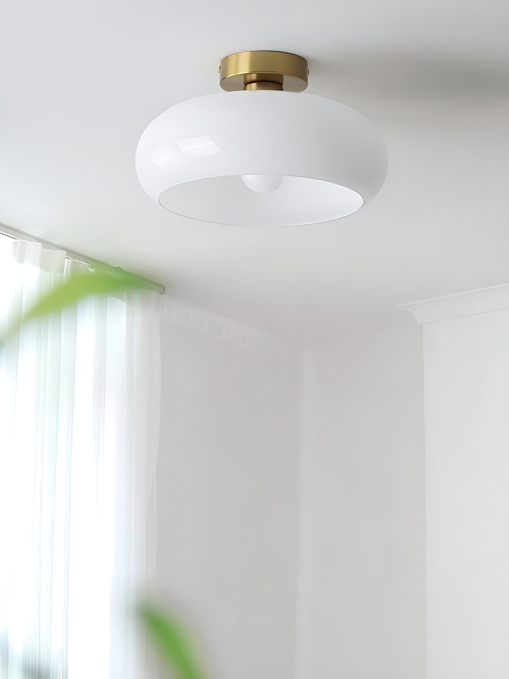 Ceiling Lamp Glass Disc Bauhaus Design Brass or Chrome Orange Yellow or White Glass Retro Stylish Lighting - Lamylie