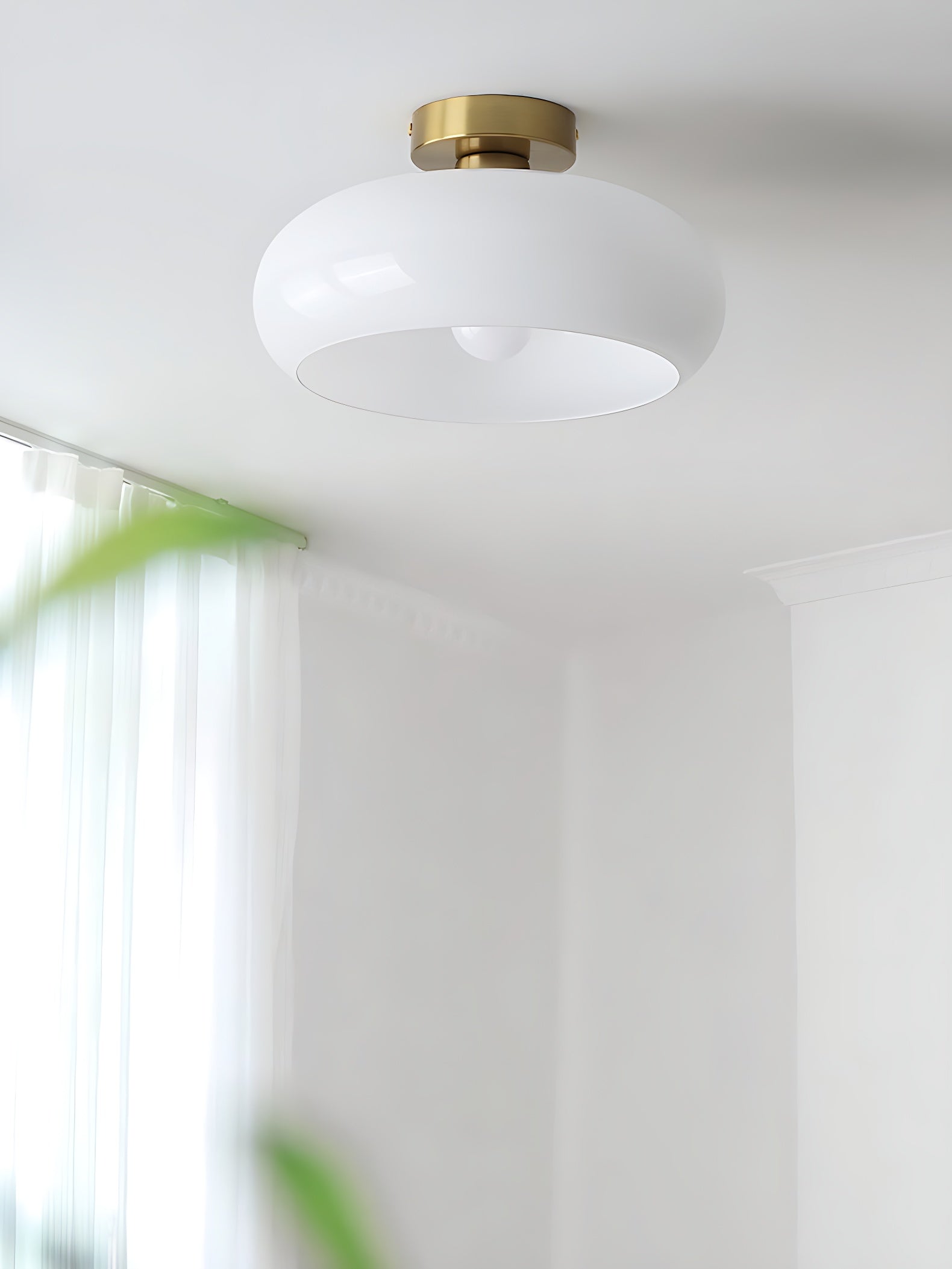 Ceiling Lamp Glass Disc Bauhaus Design Brass or Chrome Orange Yellow or White Glass Retro Stylish Lighting - Lamylie