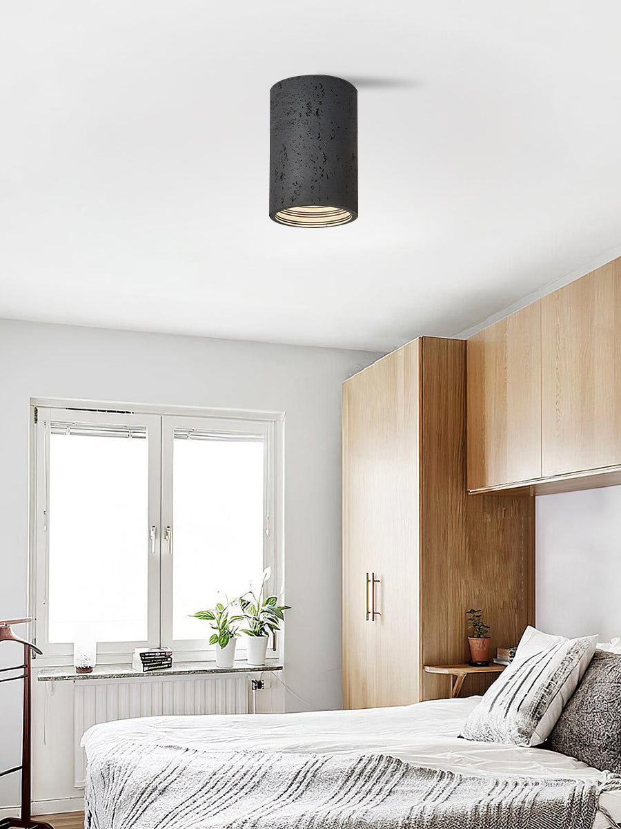 Zylindrische Travertin-Deckenlampe | LED-Beleuchtung für moderne Innenräume - Lamylie