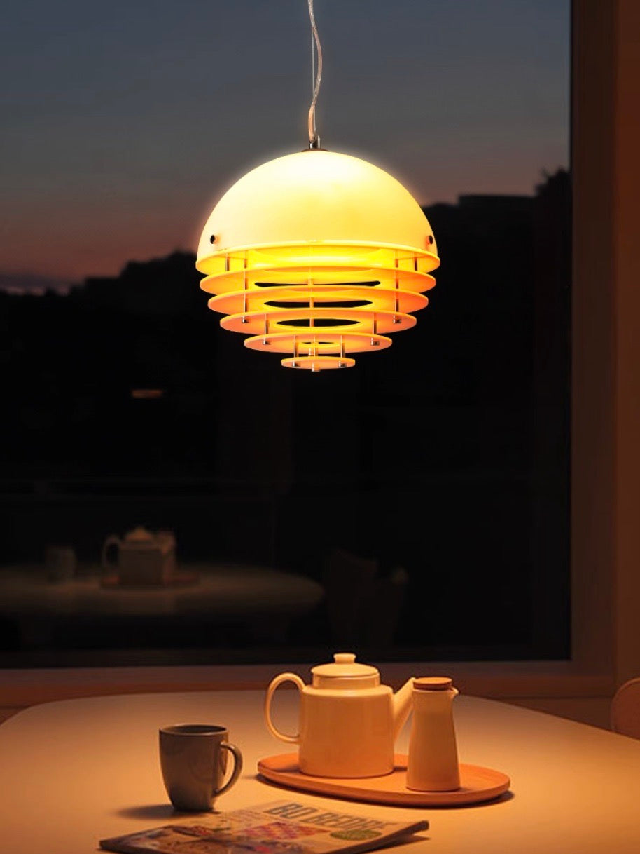 Stylish Pendant Lamp Bauhaus Design Orange-White Ambient Lighting for Modern Interiors - Lamylie