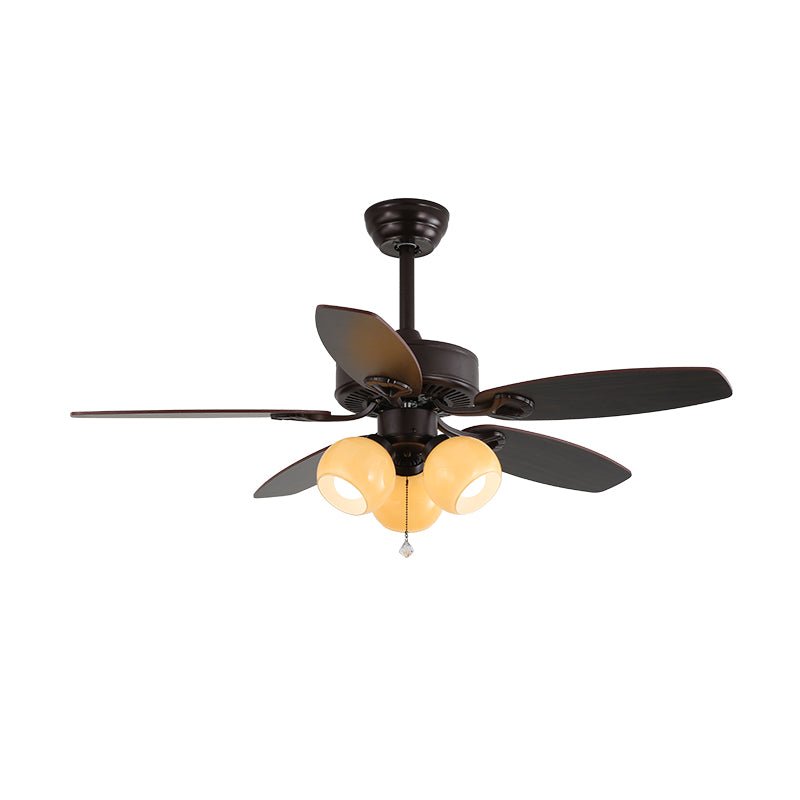 Deckenventilator mit Beleuchtung und Fernbedienung, klassisches Holz und Glas, Ø107 cm – Lamylie