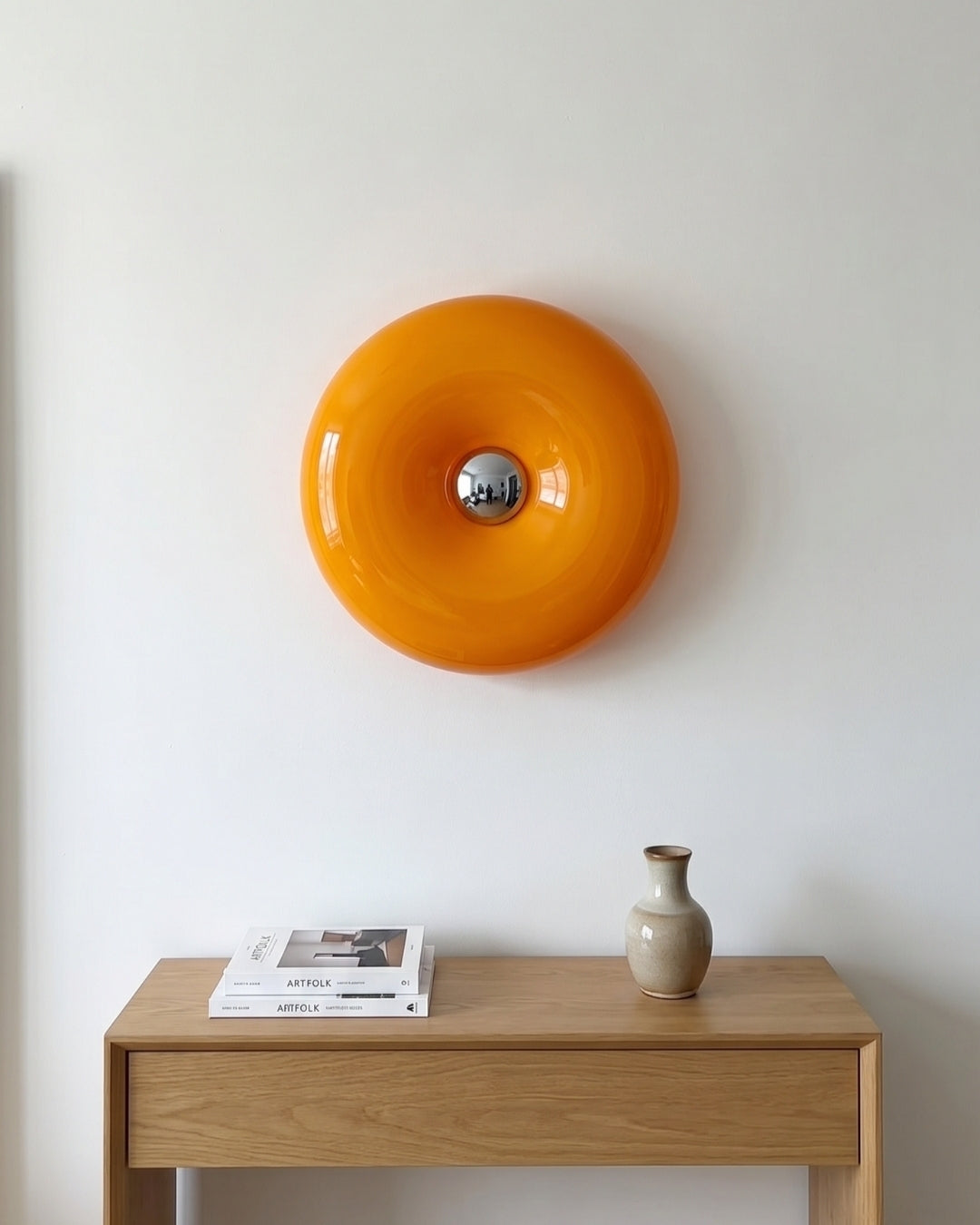 NARA Skulpturale Donut-Lampe mit 3 Farbtemperaturen | Dimmbar Glas-Tischlampe Bauhaus-Design Touch-Steuerung Wandmontierbar Ambientebeleuchtung - Lamylie