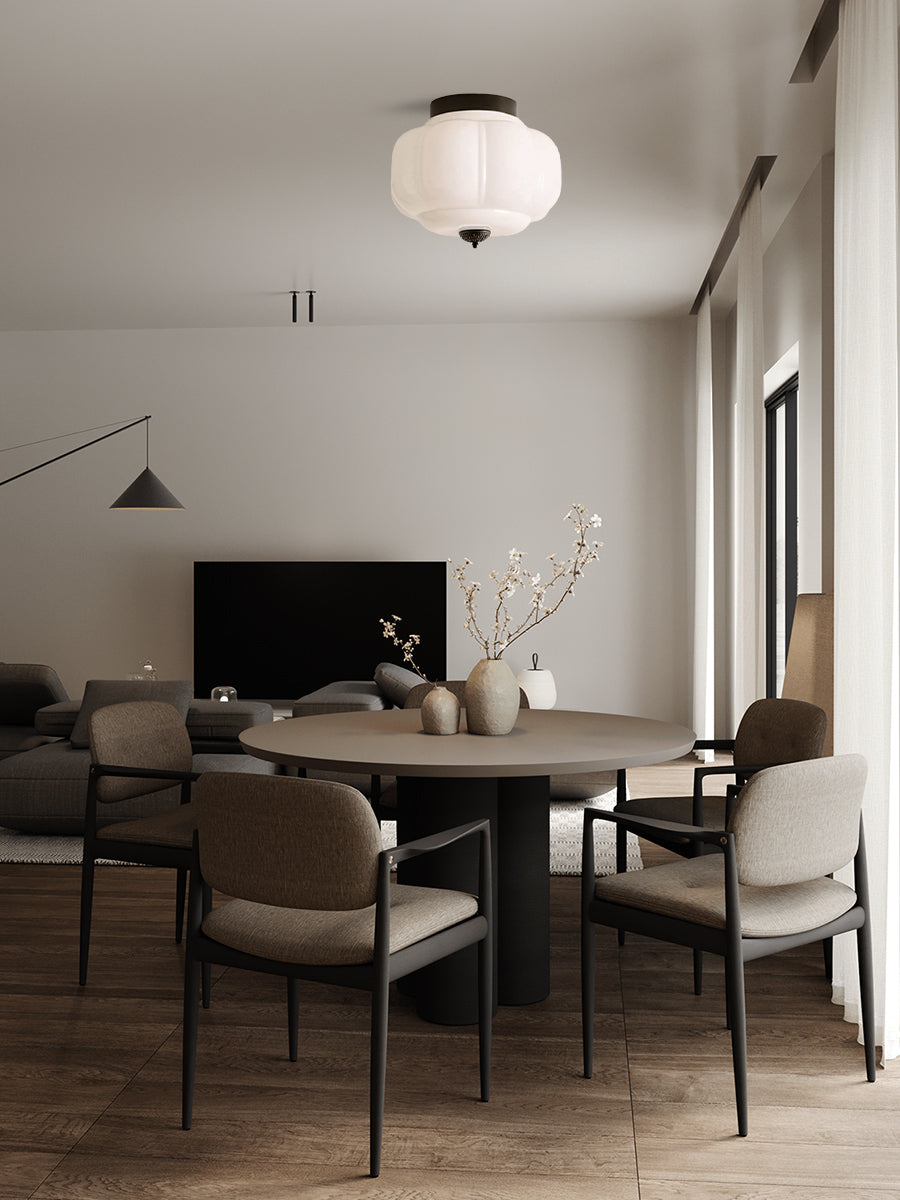 Retro Ceiling Lamp with Milk Glass Shade | Refined Semi-Flush Mount Lighting for Modern Interiors - Lamylie