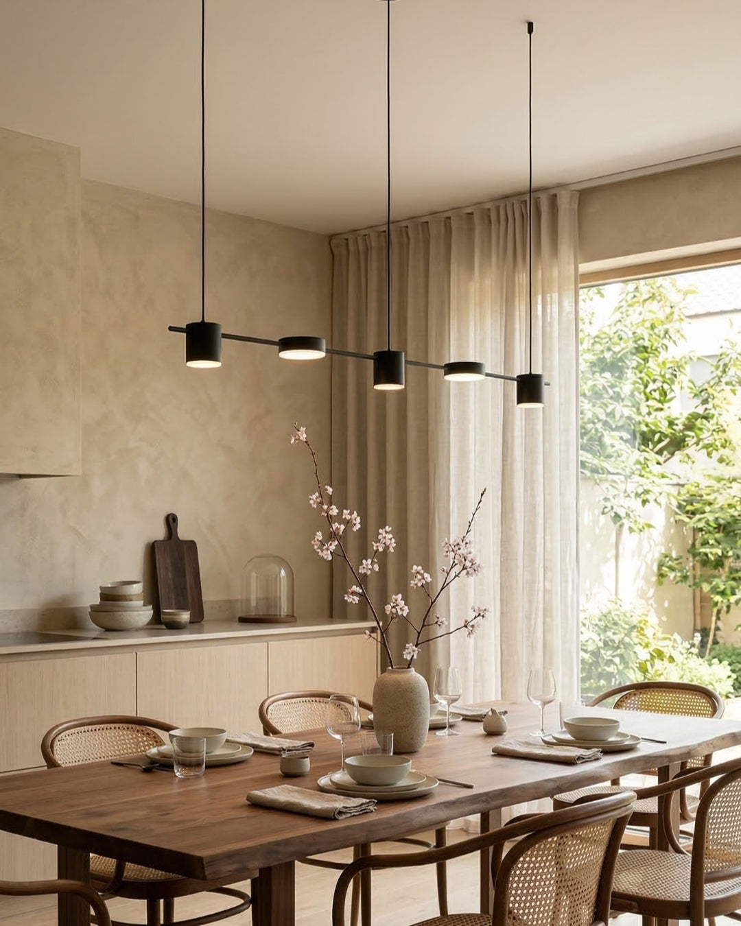 Linear LED Pendant Lamp Helios | Modern Lighting with Metal and Acrylic for Dining Room and Living Room - Lamylie