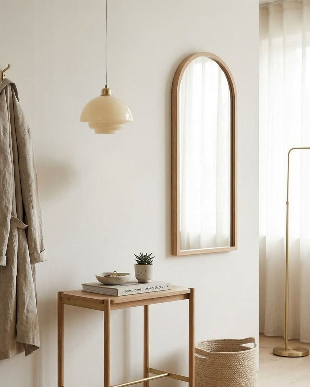 TINA Pendant Lamp | Mid-Century Milk White Glass with Brushed Brass | Modern Dining & Kitchen Lighting | Adjustable | E27 Socket - Lamylie
