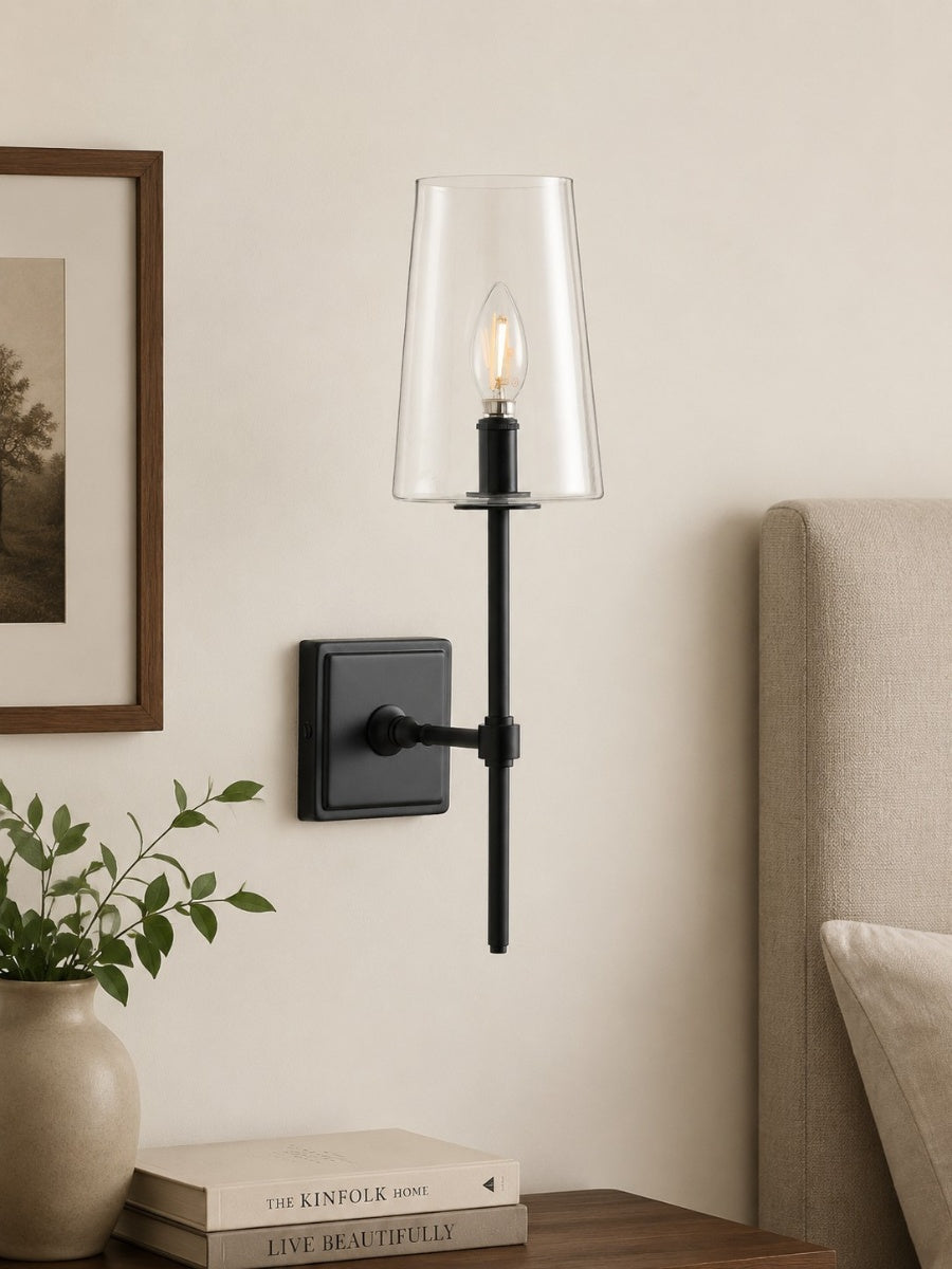 Glass Wall Lamp with Clear Glass | Single to Triple Configuration | Elegant Bathroom Lighting - Lamylie