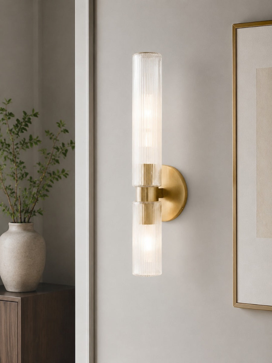Wall lamp with double ribbed glass tubes | contemporary wall lighting for hall and entrance - Lamylie