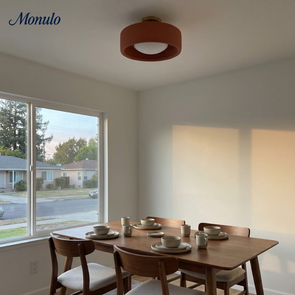 Porcelain Ceiling Lamp with Sleek Mounting | Modern Low Profile Lamp Ceramic Surface Lighting - Lamylie