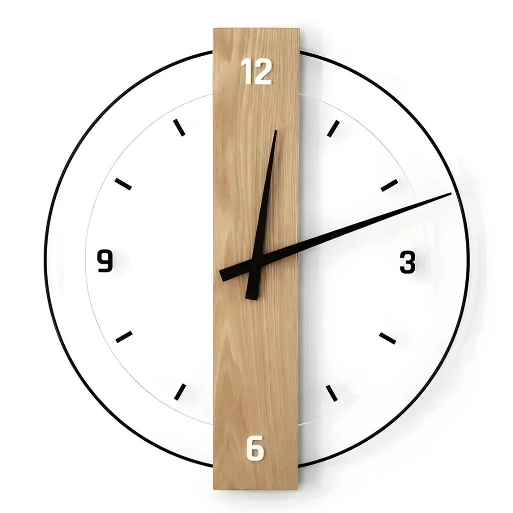 Large Quiet Wooden Wall Clock for Living Room Decor - Lamylie