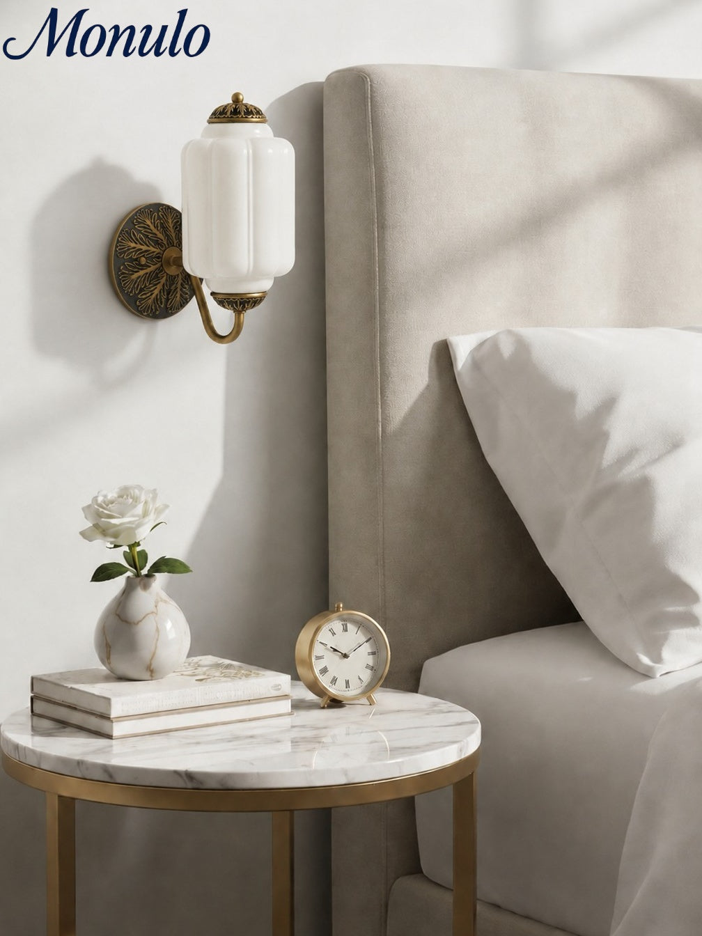Milk Glass Wall Lamp Eloise for Hall and Bedroom | Vintage Wall Lighting with Milky White Glass - Lamylie