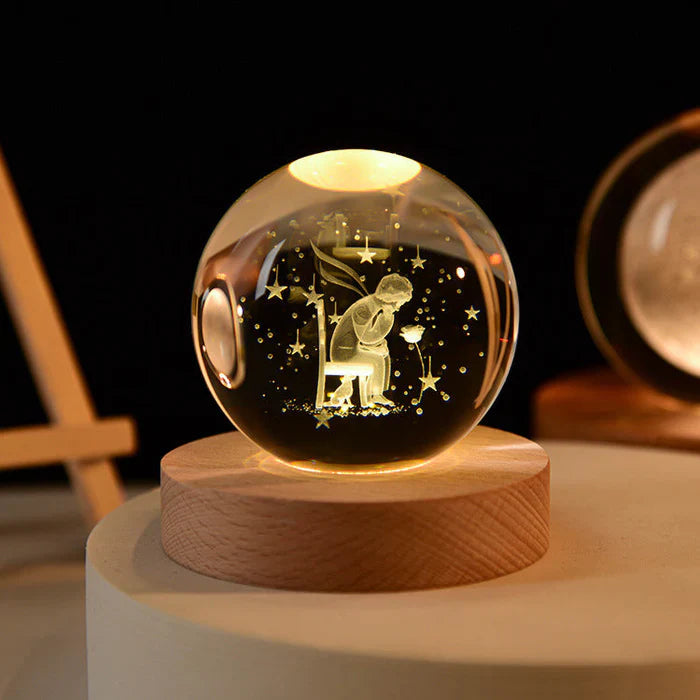 3D Carved Crystal Globe Lamp – Soft LED Night Light - Lamylie