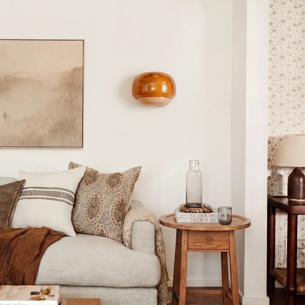 Lampada da parete moderna in vetro con doppio paralume a forma di fungo | Accento colorato per camera da letto e corridoio - Lamylie