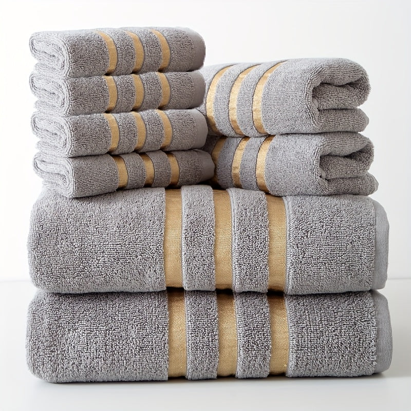 Conjunto de 8 toalhas 100% algodão Luxebliss — 400 GSM, macias e absorventes, qualidade hoteleira