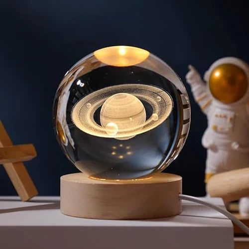 3D Carved Crystal Globe Lamp – Soft LED Night Light - Lamylie