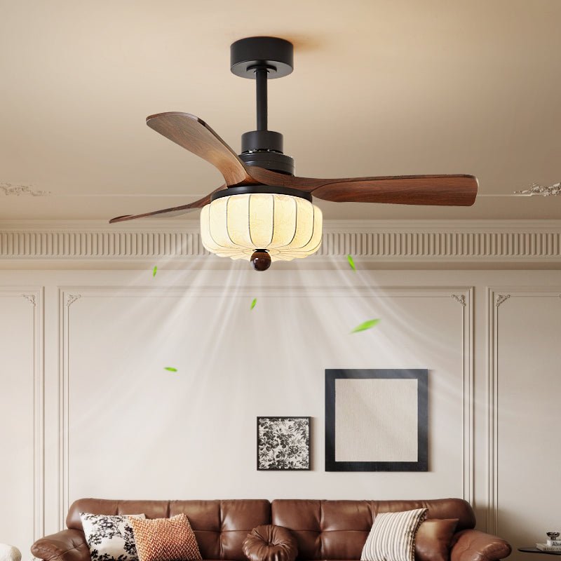 Ventilator de tavan vintage cu iluminare și telecomandă | Design modern cu 6 viteze - Lamylie