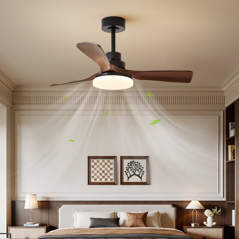 Moderní stropní ventilátor s osvětlením | Tichý ventilátor s LED osvětlením a 3 rychlostmi | Stmívatelný s dálkovým ovládáním – Lamylie