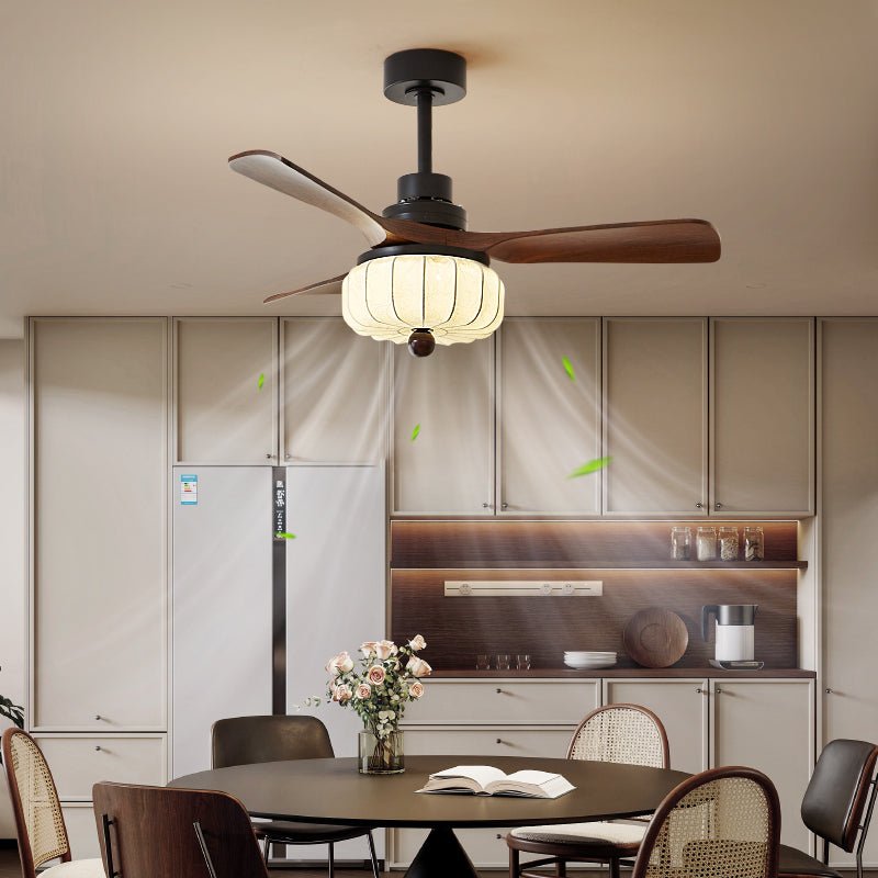 Ventilator de tavan vintage cu iluminare și telecomandă | Design modern cu 6 viteze - Lamylie