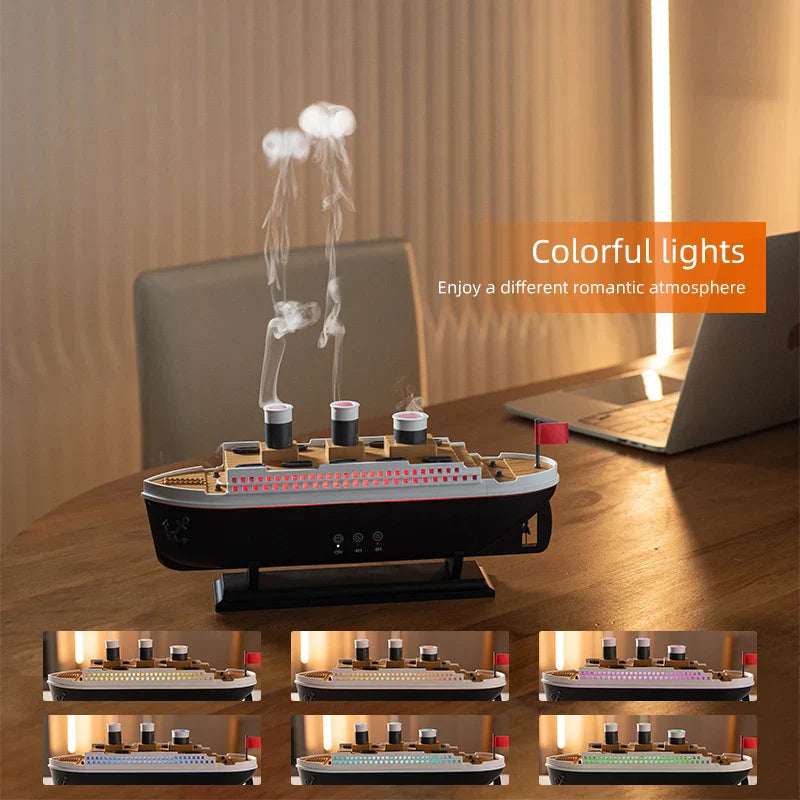 Humidificateur d’aromathérapie de luxe en forme de navire – Parfumez votre espace d’une brume soyeuse – Lamylie
