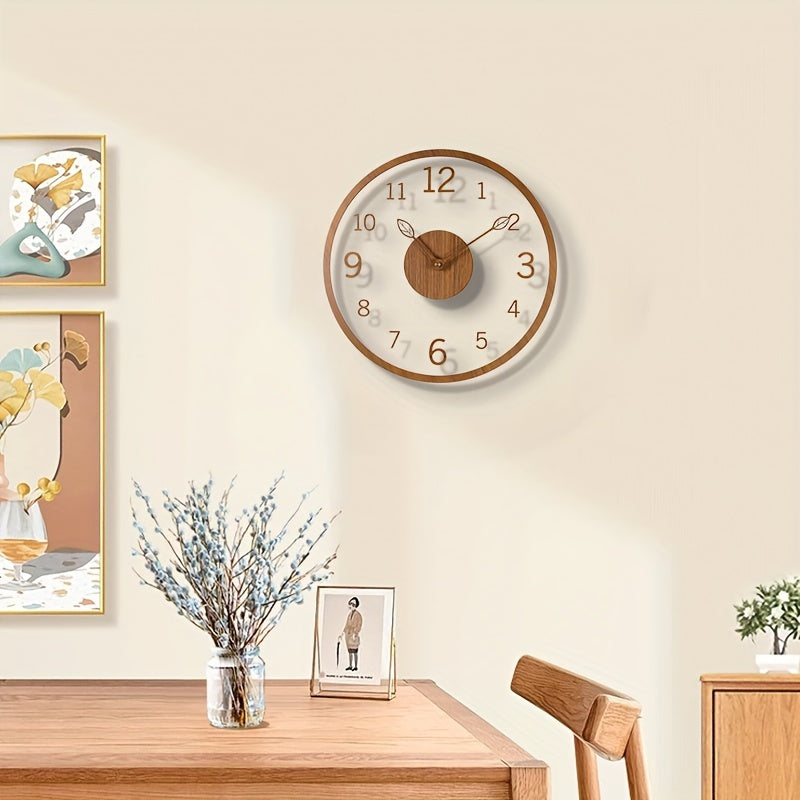 Orologio da parete sospeso minimalista Leafora — quadrante dal motivo a foglia essenziale