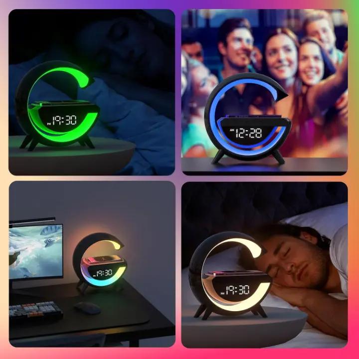 LED Clock Lamp with Alarm, Bluetooth Speaker & Wireless Charging Feature - Lamylie