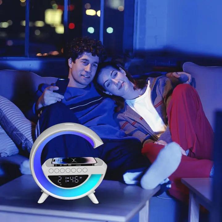 LED Clock Lamp with Alarm, Bluetooth Speaker & Wireless Charging Feature - Lamylie