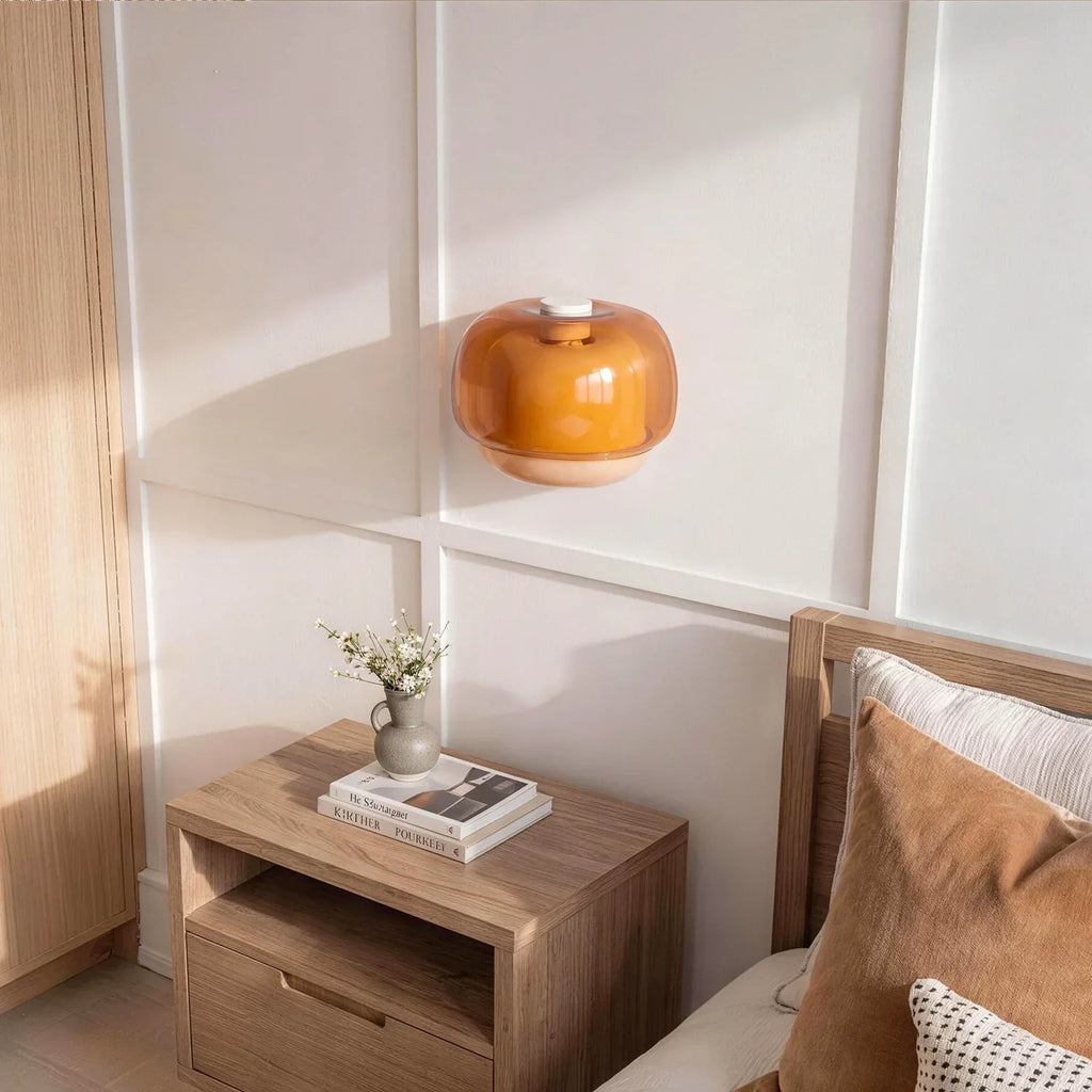 Lampada da parete moderna in vetro con doppio paralume a forma di fungo | Accento colorato per camera da letto e corridoio - Lamylie