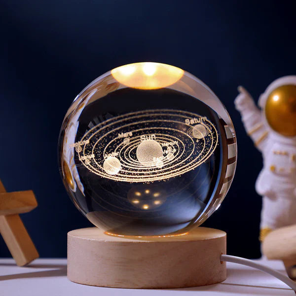 3D Carved Crystal Globe Lamp – Soft LED Night Light - Lamylie